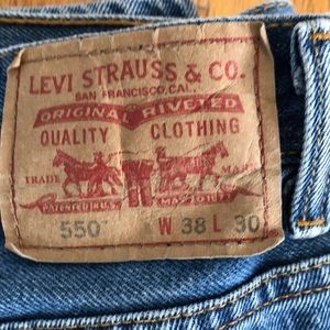 Levi’s 550 relaxed fit.  38x30